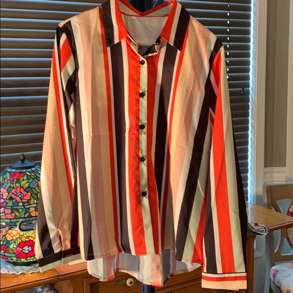 Button Down Collared Blouse Size Large Nwot - image 1